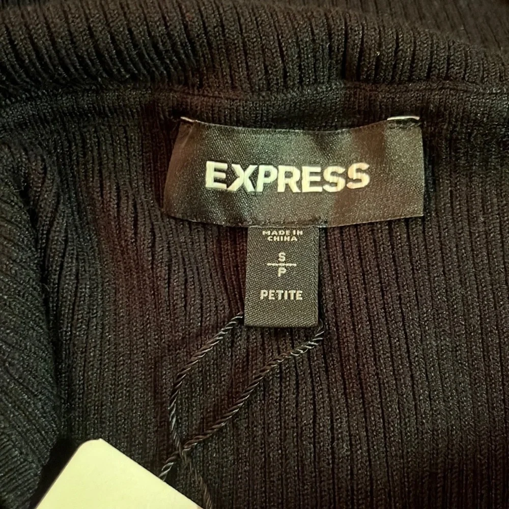 Express Black Off the Shoulder Ribbed Knit Top, Women’s Size Small Petite. - Picture 5 of 7